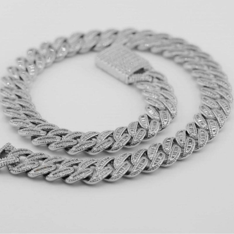 18mm Hiphop Cuban Link Chain Necklace 16-26", Copper Inlaid Zircon Bracelet 7-8-9 inches