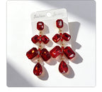 Long waterdrop crystal with fashionable tassels, available in multiple colors, high-transparency cut design, elegant earrings