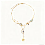 Y2K style star evil eye pendant necklace, exquisite and elegant niche collarbone chain, light luxury fashion accessory