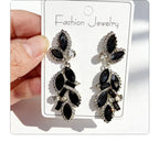 Leaf and Branch Rhinestone Long Luxurious Exquisite Stud Earrings, High-End Slim Party Earrings