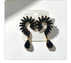 Colorful Stone Water High-End Long Drop Earrings, Versatile Metal Jewelry
