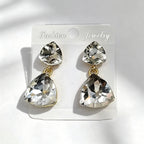 Light luxury style teardrop-shaped faceted crystal multi-layered design earrings, elegant and versatile accessories for everyday wear