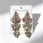 Colorful diamond wheat ear long earrings, niche light luxury design, stylish and versatile earrings