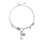 Y2K style star evil eye pendant necklace, exquisite and elegant niche collarbone chain, light luxury fashion accessory