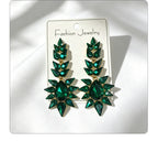 Black rhinestone flame earrings with an exaggerated, grand, and high-end feel