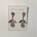Diamond-studded multi-layered leaf drop earrings, high-end earrings