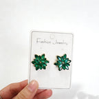 Maillard Champagne Translucent Zircon Double-Layer Snowflake Earrings with a High-End Light Luxury Feel
