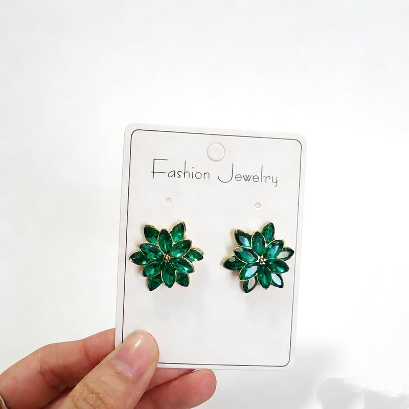 Maillard Champagne Translucent Zircon Double-Layer Snowflake Earrings with a High-End Light Luxury Feel