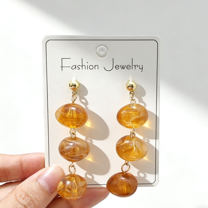 Resin luxury acrylic Maillard earrings, light luxury, niche style, sophisticated and high-end feel
