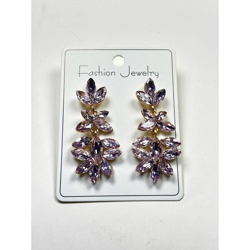 Diamond-studded leaf tassel women, light luxury style, high-end long earrings for evening parties
