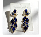 Leaf and Branch Rhinestone Long Luxurious Exquisite Stud Earrings, High-End Slim Party Earrings