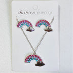 Earring and set, fashionable children's cute cartoon fresh style earrings, light luxury necklace accessories