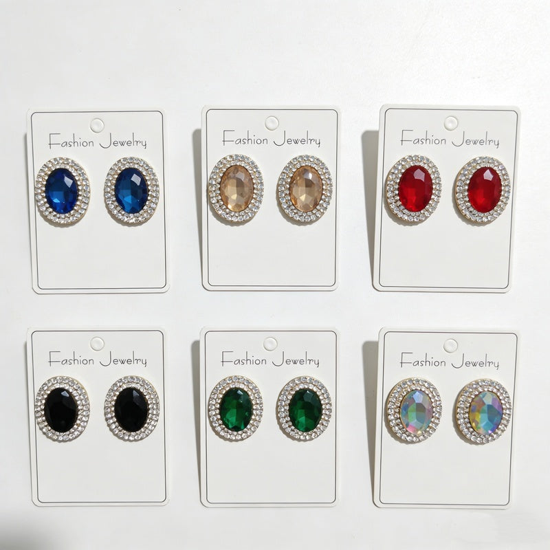 Oval made of alloy, fashionable and elegant, with a high-end feel, niche light luxury earrings