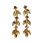 Leaf-shaped colorful diamond long earrings marquise-shaped rhinestones, suitable for pairing with dresses, creating a light and luxurious atmosphere