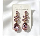 Multi-tiered long drop with colored diamonds, suitable for parties and photo shoots, versatile earrings