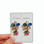 French-style light luxury creative unique champagne-colored zircon flower niche versatile fashion earrings