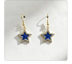 Star-shaped alloy jewelry set with colored diamond inlays oil-drip color scheme, women's necklace and earrings