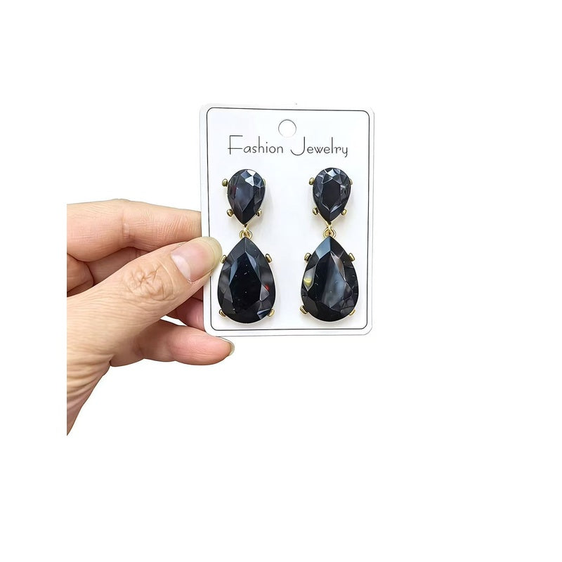 Fashionable water earrings for women, light luxury with a high-end feel, crystal drop earrings, versatile and elegant, simple design