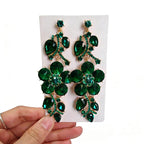 Long with red gemstones, bold and unique, light luxury earrings, palace style, women's evening party teardrop earrings