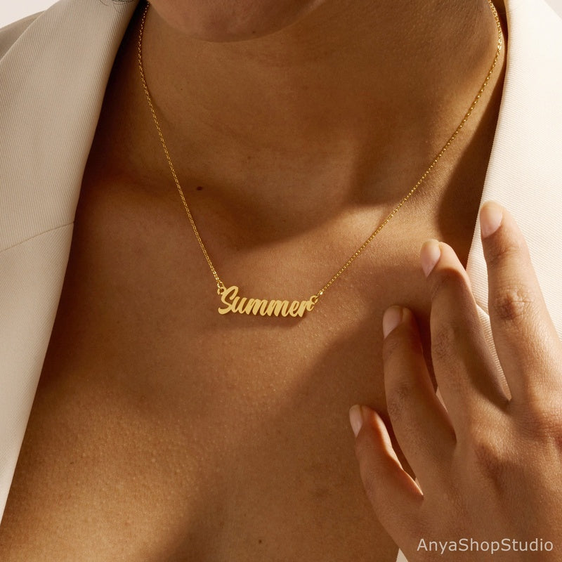 Custom 18K Gold Plated Personalized Name Necklace, Birthday Her, Graduation Gifts, Gift for Teacher