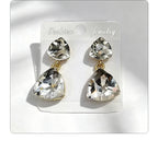 Light luxury style teardrop-shaped faceted crystal multi-layered design earrings, elegant and versatile accessories for everyday wear