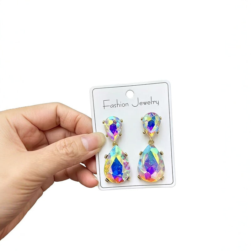 Fashionable water earrings for women, light luxury with a high-end feel, crystal drop earrings, versatile and elegant, simple design