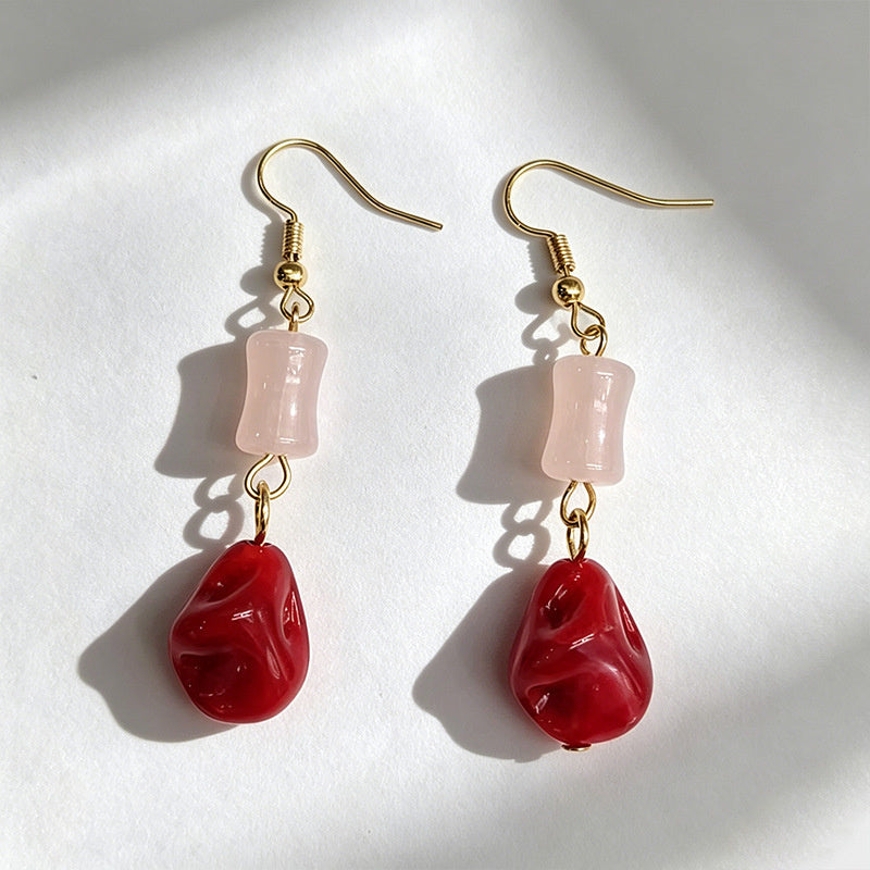 Pink Jade Drop Earrings
