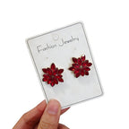 Maillard Champagne Translucent Zircon Double-Layer Snowflake Earrings with a High-End Light Luxury Feel