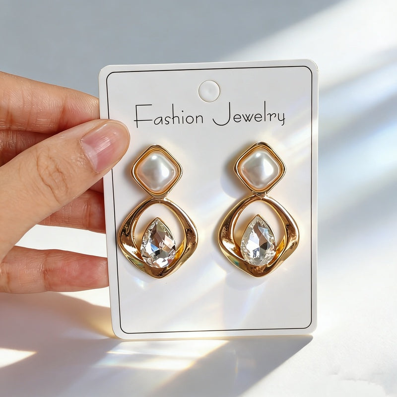 Irregular diamond-shaped earrings, light luxury, simple, fashionable, versatile earrings