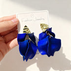 Floral and leaf earrings, high-end trendy studs, niche light luxury earrings