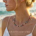 Handmade Colorful Crystal & Freshwater Pearl Beaded Necklace, Rainbow Gemstone Choker Gift for her