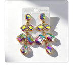 Long waterdrop crystal with fashionable tassels, available in multiple colors, high-transparency cut design, elegant earrings