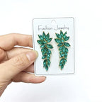 Fashionable glass earrings for women, exaggerated long crystal earrings, stylish and elegant pendant jewelry
