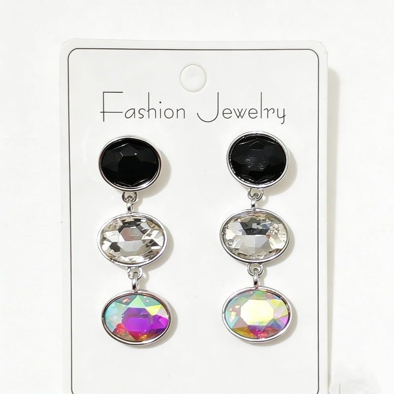 Long crystal glass earrings with a dazzling, unique, and sophisticated design
