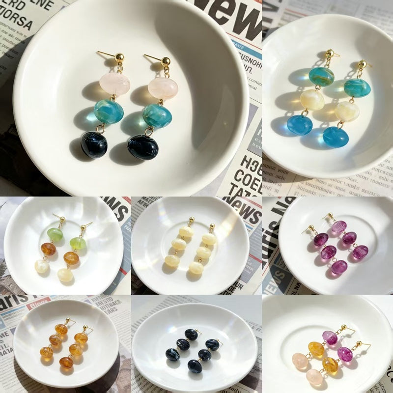 Resin luxury acrylic Maillard earrings, light luxury, niche style, sophisticated and high-end feel