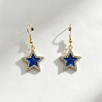 Star-shaped alloy jewelry set with colored diamond inlays oil-drip color scheme, women's necklace and earrings