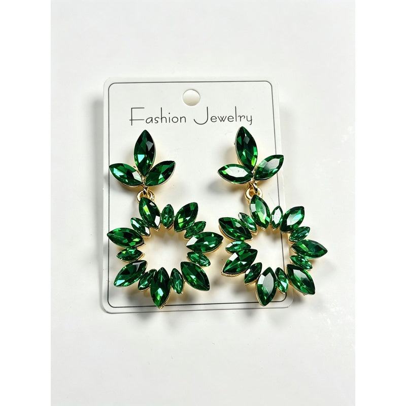 Fashionable Full-Diamond Water Drop Earrings, Elegant Pendant Crystal Geometric Hollow Earrings