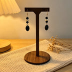 Light luxury niche black diamond pearl oval drop earrings with a French high-end feel and versatile style