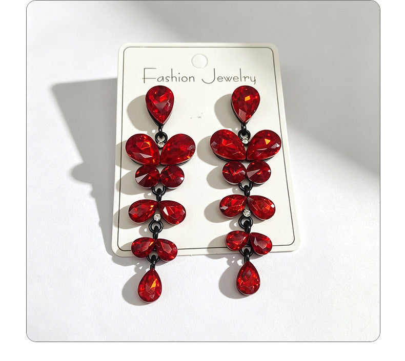 String-style water drop high-end earrings, fashionable and versatile accessories for dates