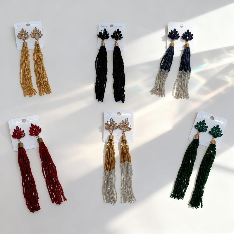 Long tassel earrings, creative bohemian style bridal earrings