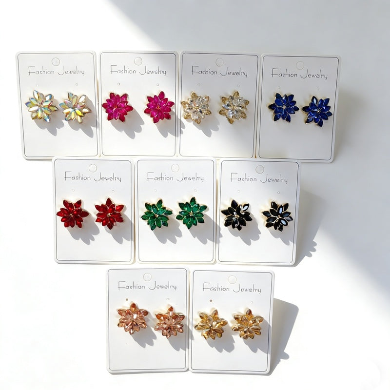 Maillard Champagne Translucent Zircon Double-Layer Snowflake Earrings with a High-End Light Luxury Feel