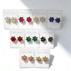 Maillard Champagne Translucent Zircon Double-Layer Snowflake Earrings with a High-End Light Luxury Feel
