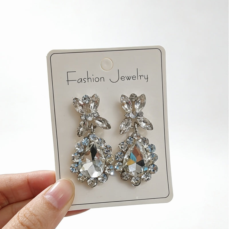 Colorful high-end luxury rhinestone earrings, runway accessories, water drop diamond earrings