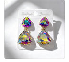 Light luxury style teardrop-shaped faceted crystal multi-layered design earrings, elegant and versatile accessories for everyday wear