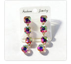 Multi-color beaded long water drop crystal earrings, fashionable, simple, versatile and elegant earrings