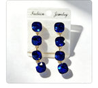 Multi-color beaded long water drop crystal earrings, fashionable, simple, versatile and elegant earrings