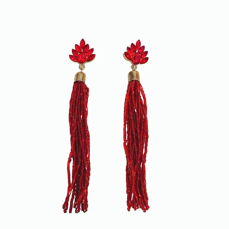 Long tassel earrings, creative bohemian style bridal earrings