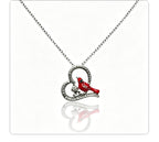 Crescent Red Bird Pendant Necklace for Women, Fashionable Heart-Shaped Diamond-Studded Clavicle Chain, Unique and Elegant Accessory
