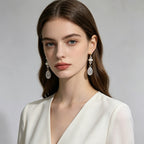 Light luxury niche black diamond pearl oval drop earrings with a French high-end feel and versatile style
