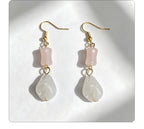 New Chinese-style red pendant pink bamboo earrings, versatile and elegant, traditional Chinese style earrings